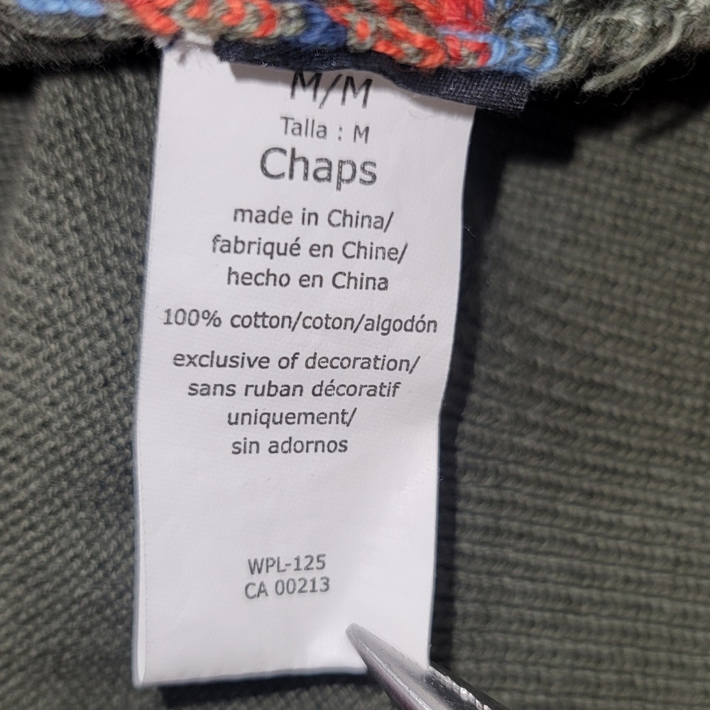 Chaps Men Cotton Fair Isle Sweater Vest Olive Knit M Cottagecore Academia Nordic - Picture 7 of 8